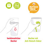 Trinkbecher natur-transparent mit Antirutsch-Blume, 220 ml