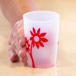 Trinkbecher natur-transparent mit Antirutsch-Blume, 220 ml
