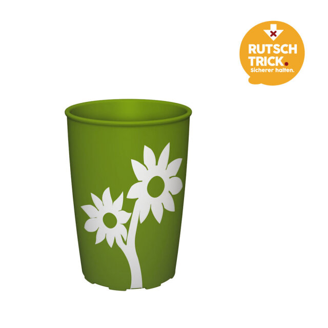 Trinkbecher grün mit Antirutsch-Blume, 220 ml