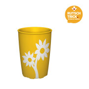 Trinkbecher gelb mit Antirutsch-Blume, 220 ml
