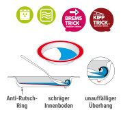 Teller rot mit Kipp-Trick, Ø 27 cm