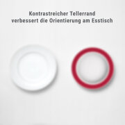 Teller rot mit Kipp-Trick, Ø 27 cm