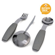 Besteck-Set silber-grau, 1 Messer, 1 Gabel, 1 Löffel