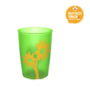 Trinkbecher grün-transparent mit Antirutsch-Blume, 220 ml