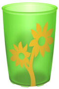 Trinkbecher grün-transparent mit Antirutsch-Blume, 220 ml