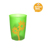 Trinkbecher grün-transparent mit Antirutsch-Blume, 220 ml