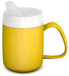 Thermobecher gelb, 260 ml, inkl. Trinkdeckel mit Mundstück kleine Öffnung ø 5 mm
